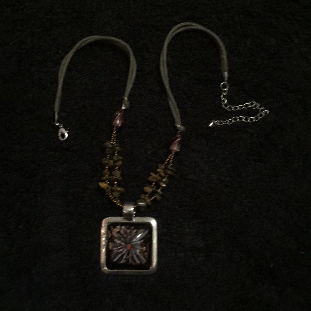 Purple necklace with big stone
